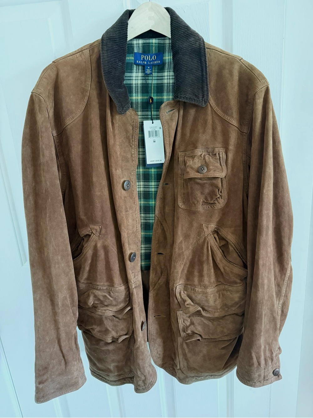 Ralph Lauren tan suede military-style field jacket with dark corduroy collar